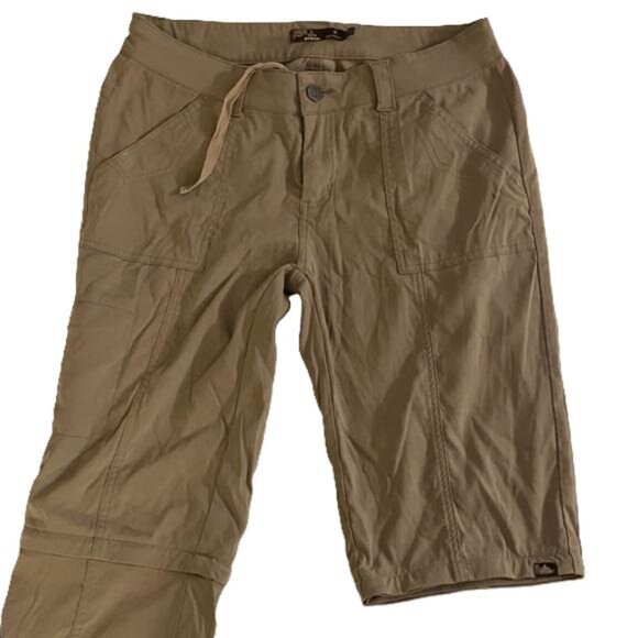Prana Womens Hiking Pants 8 (30x28) Zip Off Shorts Cargo Outdoor Brown Wide Leg - Picture 3 of 7